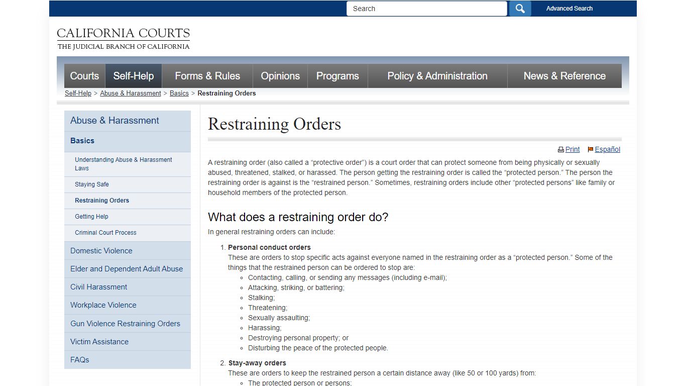Restraining Orders - abuse_selfhelp - California Courts
